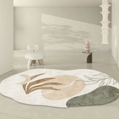 Tappeto moderno beige Tappeto lavabile in poliestere con area colorata per decorazioni per la casa