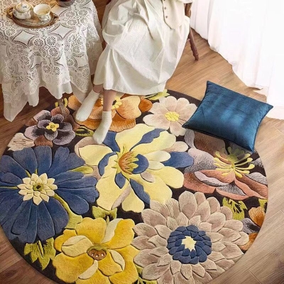 Tappeto arancione casual Tappeto con area floreale in poliestere Tappeto resistente agli strappi per la decorazione domestica