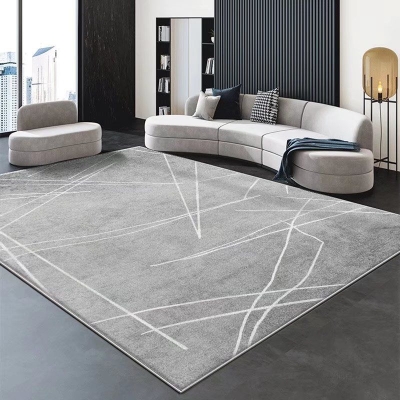 Tappeto grigio splendido tappeto in linea di poliestere Tappeto per interni resistente alle macchie per salotto