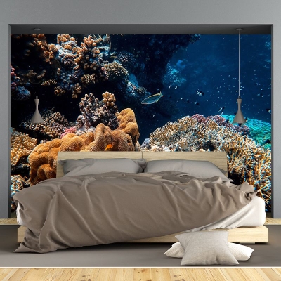 Papier peint mural r&eacute;sistant aux taches, photographie sous-marine, pour salon