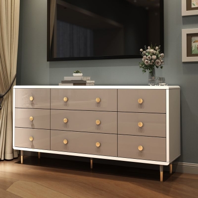 Schlafzimmer-Doppelkommode aus Holz, wei&szlig; und grau, Kommode mit Schubladen