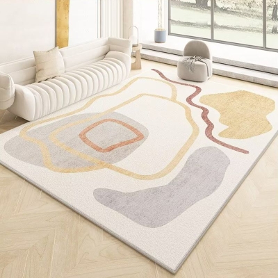 Tappeto moderno beige Tappeto lavabile in poliestere colorato per la decorazione domestica