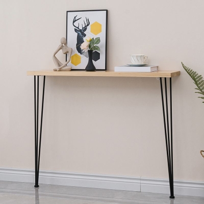 Mid-Century Modern Sofatisch 31,5" H Konsolentisch mit Massivholzplatte und Metallbeinen