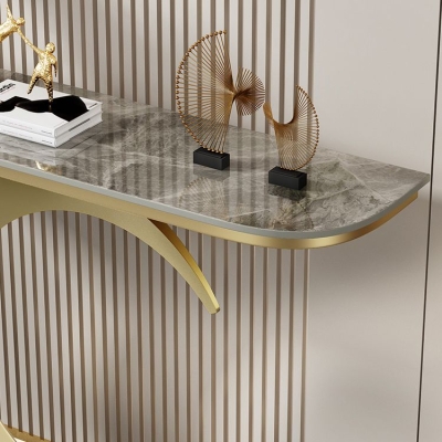Konsolen-Akzenttisch &bdquo;Half Moon Glam&ldquo; mit Antik-Finish. Konsolen-Sofatisch