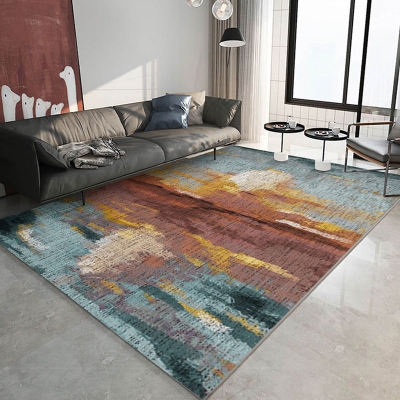 Tappeto moderno verde scuro Tappeto lavabile in poliestere con grafica astratta per la decorazione domestica