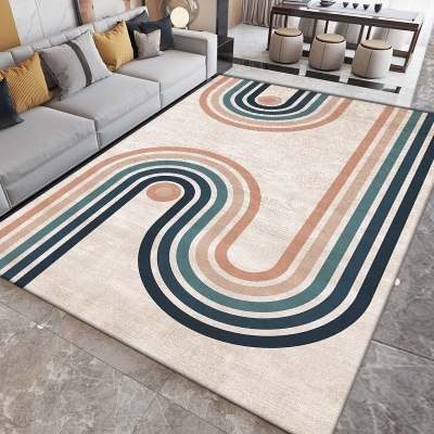 Tappeto beige nordico Tappeto in poliestere colorato in pezzi Tappeto resistente alle macchie per salotto