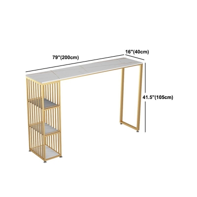 1/2/3-teiliges Bistro-Set aus Glam-Eisen, rechteckiges Stehtisch-Set mit wei&szlig;er Steinplatte und Regal