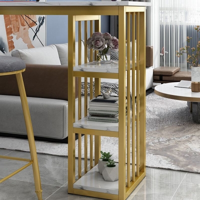 Thekenh&ouml;hen-Bartisch aus Kunstmarmor, Glamour-Theken-Weintisch mit Metallsockel