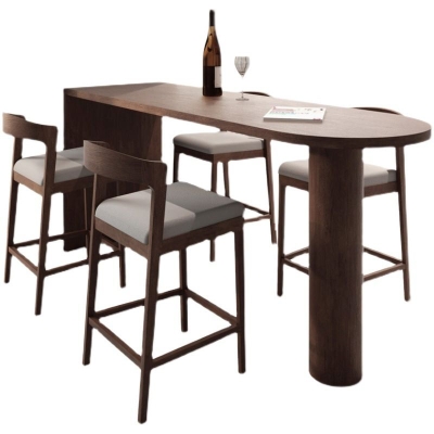 Moderner Bartisch, Massivholz-Bar-Esstisch mit doppeltem Sockel