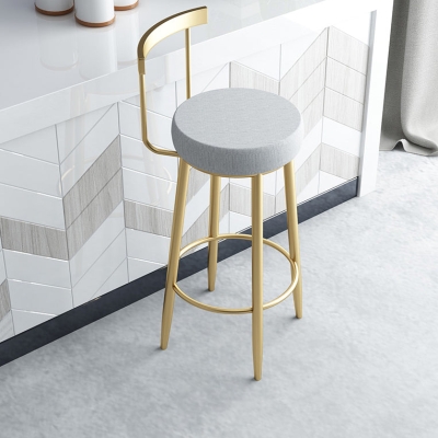 Thekenhocker im Glam-Stil, gepolsterter Wohnzimmer-Barhocker mit Metallbeinen