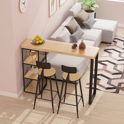 1/3-teiliges modernes rechteckiges Kneipentisch-Set aus Holz, Tresentisch mit hohen Hockern