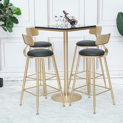 Glamour&ouml;ser Kneipentisch aus Kunstmarmor, Cocktail-Bartisch mit Metallsockel