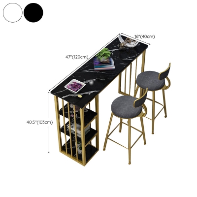 Tavolo da bar da bistrot con piano in legno Tavolo da bar rettangolare con base in oro per la casa