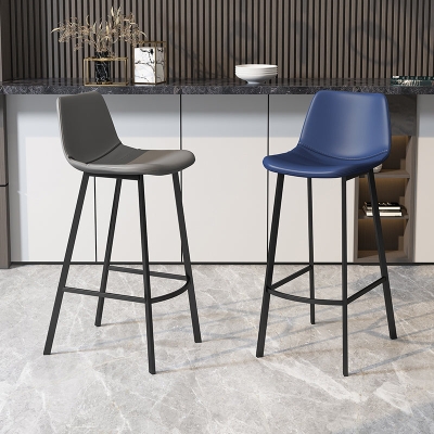 Sgabelli da bar moderni con poggiapiedi senza braccioli Sgabello da bar con schienale basso in pelle PU