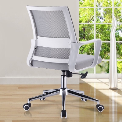 Drehbarer Arbeitsstuhl mit mittlerer R&uuml;ckenlehne, moderner B&uuml;rostuhl mit Kippmechanismus
