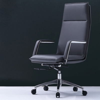 Drehbarer Chefsessel im modernen Stil, B&uuml;rostuhl mit Neigungsmechanismus aus Leder