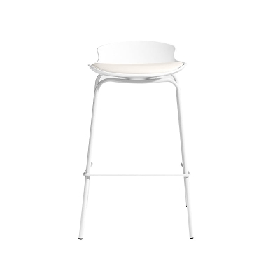 Zeitgen&ouml;ssischer Barhocker mit Metallgestell, Schalensitz aus wei&szlig;em Kunststoff f&uuml;r das Wohnzimmer