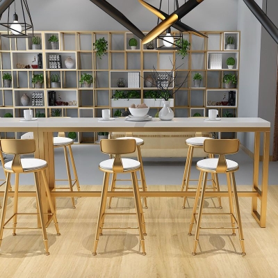 Glam Bartisch-Set, 1/4-teilig, rechteckiger Holz-Thekentisch mit hohen Hockern