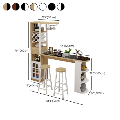 Moderner Glas-Bartisch mit Holzsockel und Weinschrank f&uuml;r das Wohnzimmer