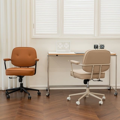 Schreibtischstuhl mit gepolsterten Armlehnen, moderner, ergonomischer Stuhl aus Leder mit Rollen