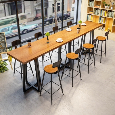 Industrielles 1/9-teiliges Bartisch-Set, rechteckiger Tresentisch aus Kiefernholz mit hohen Hockern
