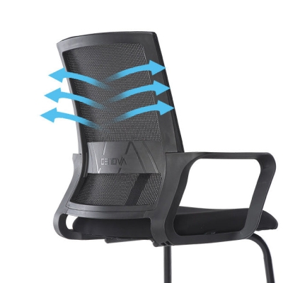 Zeitgen&ouml;ssischer Sessel mit hoher R&uuml;ckenlehne, ergonomischer Schreibtischstuhl ohne Rollen