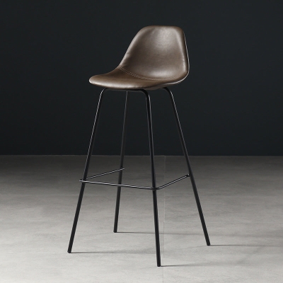 Leder-Barhocker, moderner Thekenhocker mit niedriger R&uuml;ckenlehne f&uuml;r Bristol mit Metallgestell