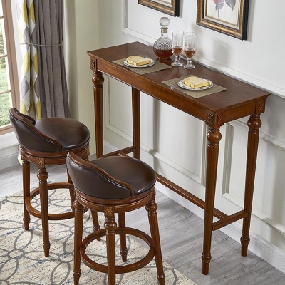 Zeitgen&ouml;ssisches braunes Pub-Ess-Set, 1/3/4-teilig, rechteckiges Pub-Tischset aus massivem Holz