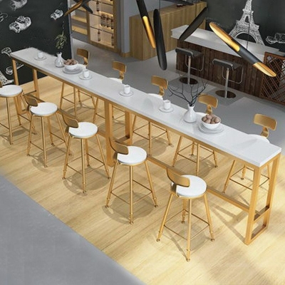 Rechteckiger Bartisch im glamour&ouml;sen Stil, Massivholz-Bar-Esstisch mit Bockgestell