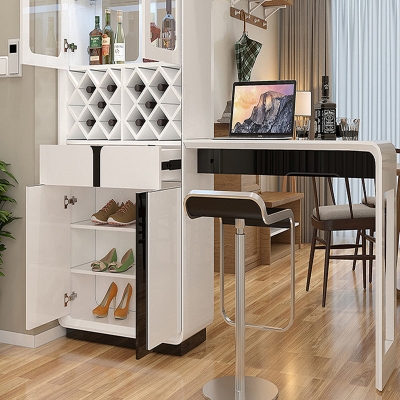 2-teiliges modernes Barhocker- und Tischset in Wei&szlig; und Schwarz