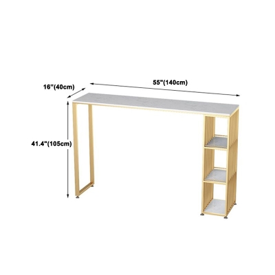 1/3-teiliges Bistro-Set aus Glam-Eisen, wei&szlig;es rechteckiges Stehtisch-Set mit Kunstmarmorplatte und Regal