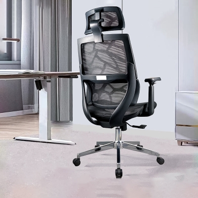 Mesh-Schreibtisch-Home-Office-Stuhl, hohe R&uuml;ckenlehne, schwarzer B&uuml;rodrehstuhl