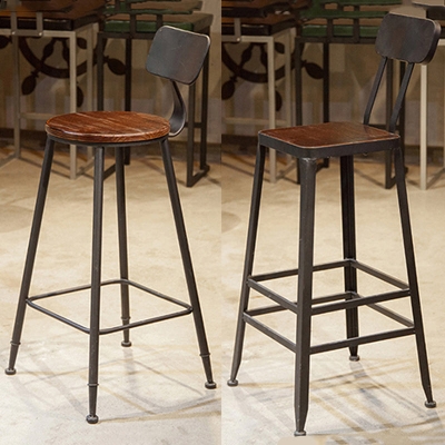 Industrielles 1/7-teiliges Bartisch-Set, rechteckiger Holz-Thekentisch mit hohen Hockern f&uuml;r Caf&eacute;
