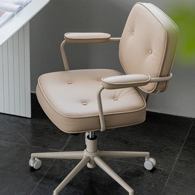 Schreibtischstuhl mit gepolsterten Armlehnen, kein st&ouml;rendes Leder, ergonomischer B&uuml;rostuhl mit Rollen