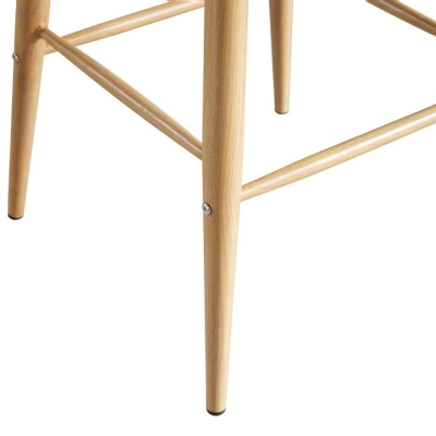 Nordischer Barhocker aus Kunststoff, quadratischer Sitz, Barhocker mit Holzbeinen