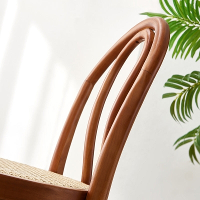 Zeitgen&ouml;ssischer Barhocker aus Holz ohne Armlehnen, runder Rattansitz f&uuml;r das Wohnzimmer