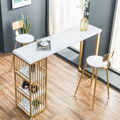 Glam 1/3-teiliges Bartisch-Set, rechteckiger Holz-Thekentisch mit hohen Hockern f&uuml;r Caf&eacute;
