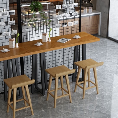 Modernes rechteckiges Kneipentisch-Set, 1/2/3-teilig, Tresentisch aus Holz mit r&uuml;ckenfreien Hockern