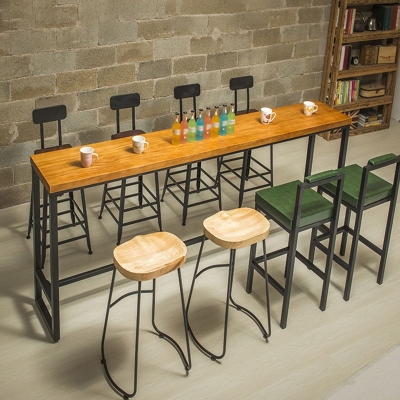 Industrieller Bartisch aus massivem Holz, rechteckiger Esstisch f&uuml;r die K&uuml;che und das Wohnzimmer