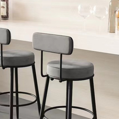 Glam Barhocker mit niedriger R&uuml;ckenlehne, armloser Esszimmerhocker mit Metallgestell