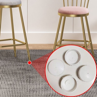 Glam R&uuml;ckenlehne, armloser Thekenhocker, Barhocker aus Eisen mit Samtkissen und Pedal f&uuml;r Caf&eacute;