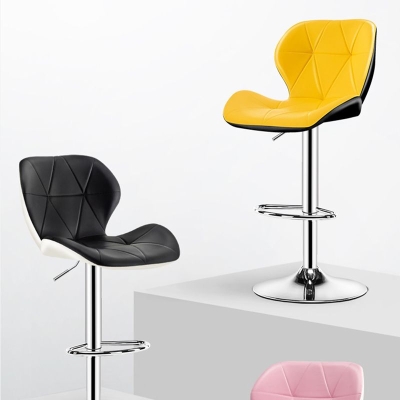 Zeitgen&ouml;ssischer Metall-Barhocker, Kunstleder-Fu&szlig;st&uuml;tze, verstellbarer Thekenhocker f&uuml;r Zuhause