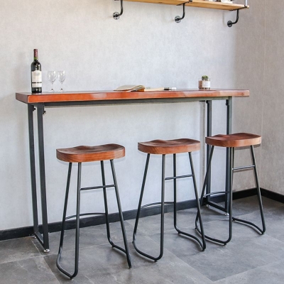 Bar-Esstisch aus massivem Holz, Spezial-Braun, Cocktailtisch in Barh&ouml;he mit Kufengestell