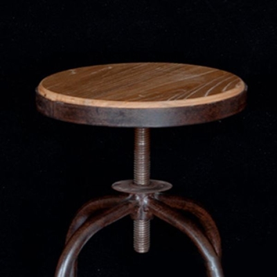 Moderner barhocker ohne Armlehnen, Barhocker aus Metall mit Sitz aus Holz