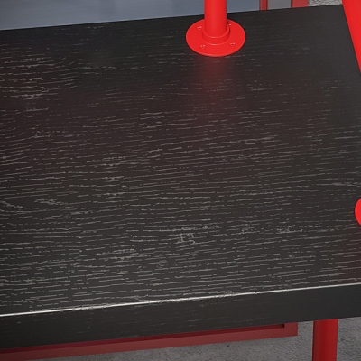 Industrielles Pub-Tisch-Set in Rot und Schwarz, 1/2/4-teilig, rechteckiges Pub-Ess-Set mit Bock