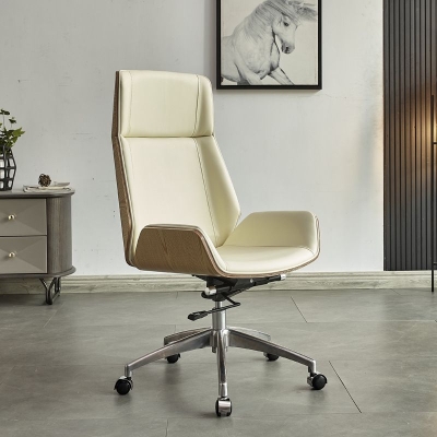 Zeitgen&ouml;ssischer Stuhl mit hoher R&uuml;ckenlehne, ergonomischer Chefsessel aus Leder