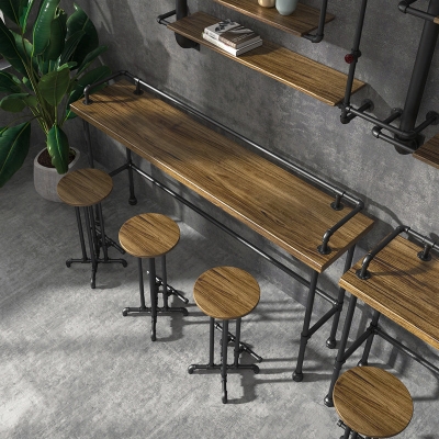 Rechteckiges Massivholz-Bartisch-Set, industrieller 1/4-teiliger Thekentisch mit hohen Hockern