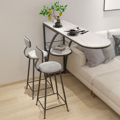 Gegenhoher Kneipentisch mit Steinplatte, ovaler Glamour-Cocktail-Bartisch f&uuml;r das Wohnzimmer