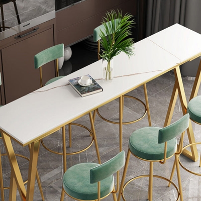 Stein-Bartisch im Glam-Stil, Doppels&auml;ulen-Bar-Esstisch f&uuml;r den Innenbereich