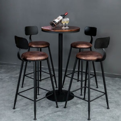 Industrielles 1/3/5-teiliges Bartisch-Set, runder Tresentisch aus Kiefernholz mit hohen Hockern